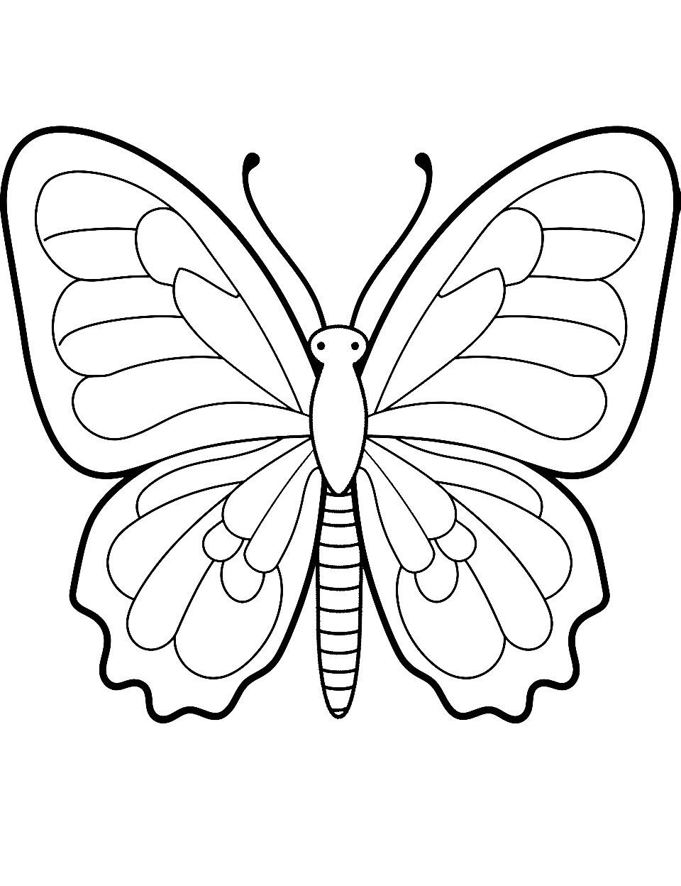 Simple Symmetry Butterfly Coloring Page For Preschoolers