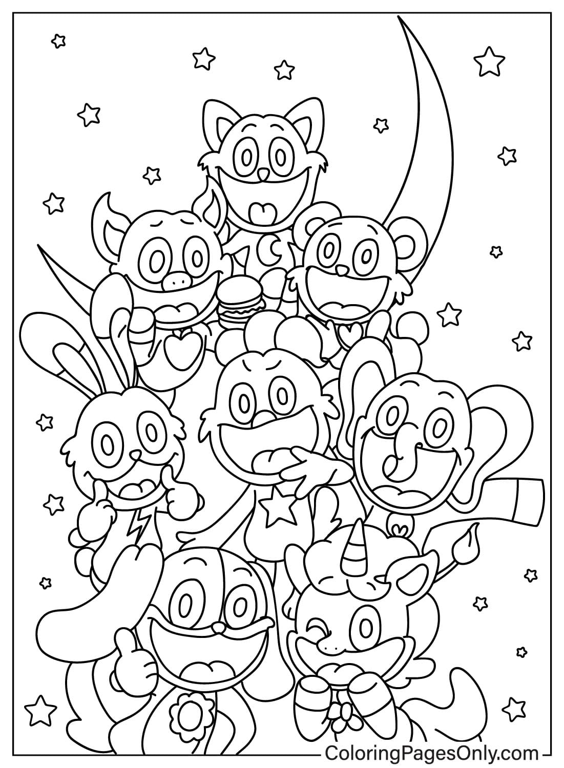 Smiling Critters Free Coloring Page Free Printable Coloring Pages