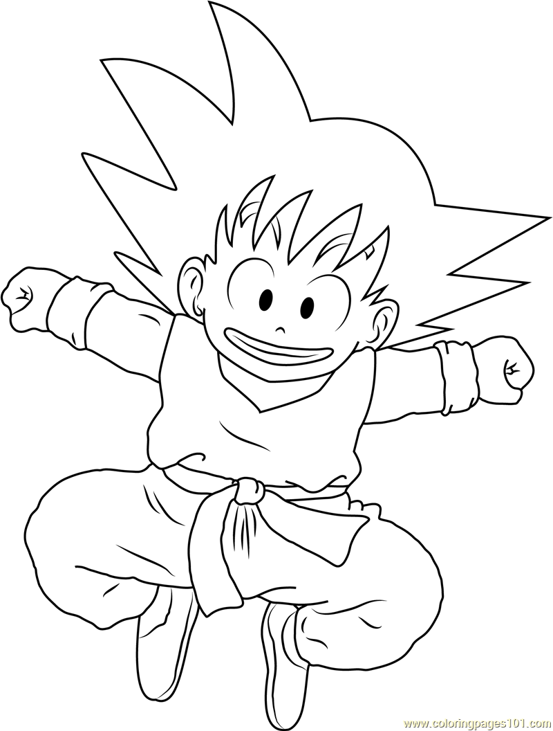 Smiling Goku Coloring Page For Kids Free Goku Printable Coloring 