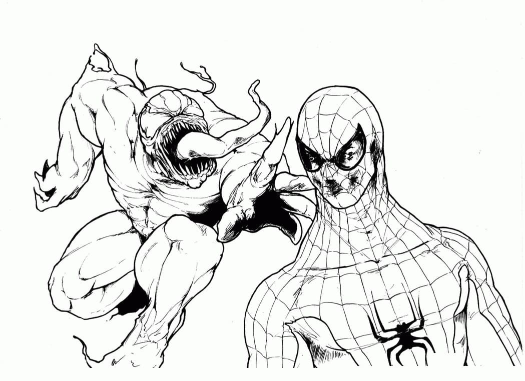 Spiderman With Venom Coloring Page Free Printable Coloring Pages For Kids