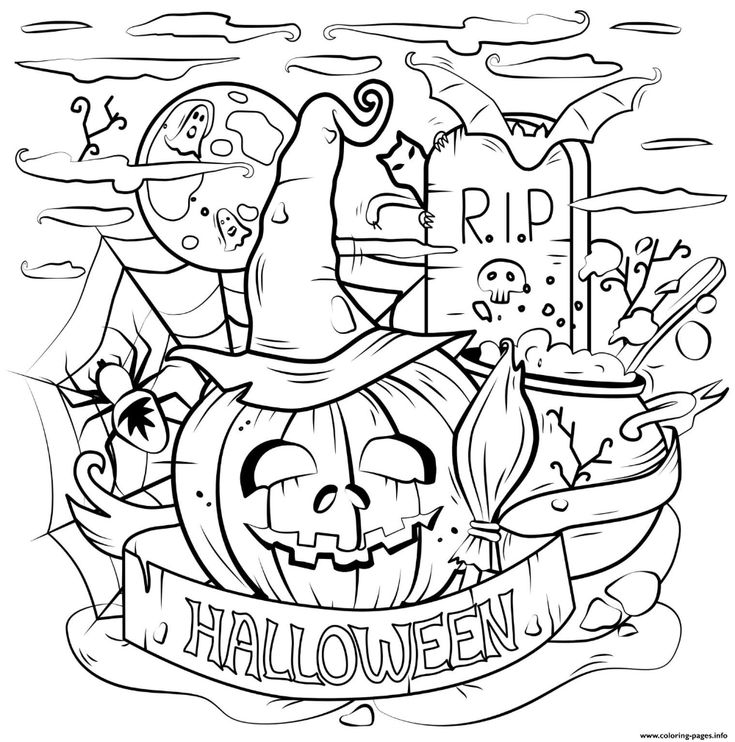  Spooky Halloween Coloring Pages Free Download Gambr co