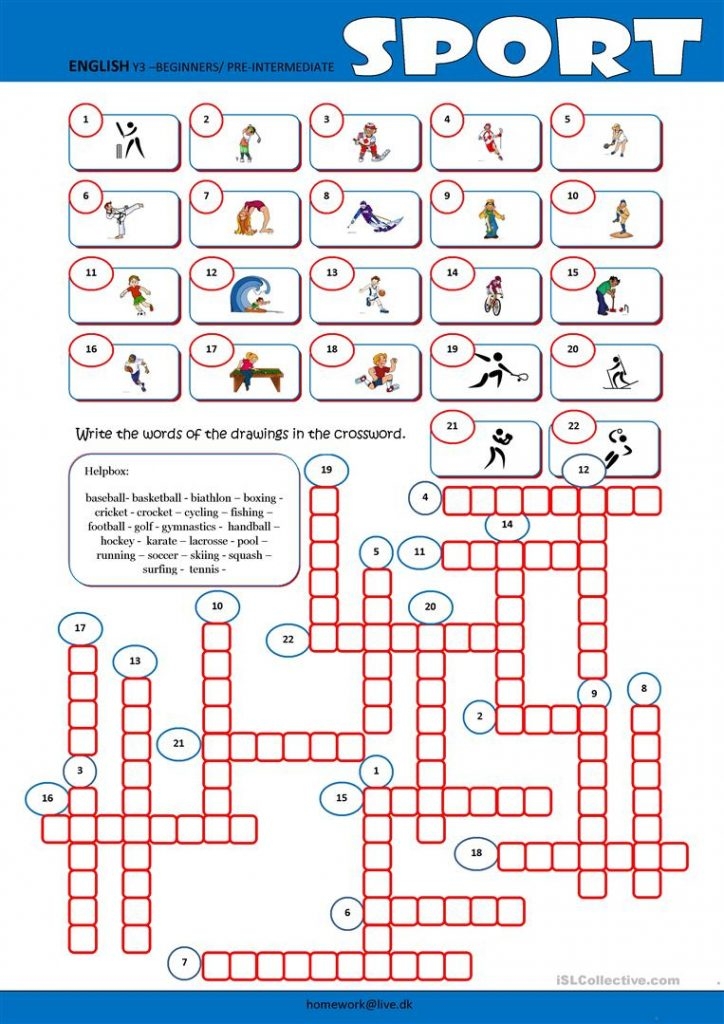 Sport Crossword Worksheet Free Esl Printable Worksheets Made 