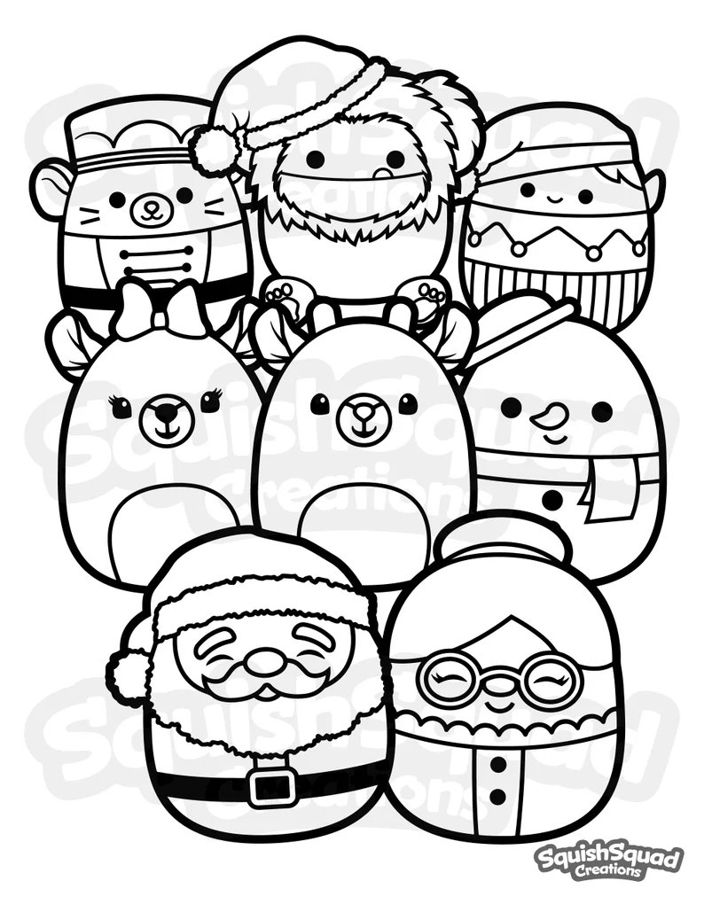 Squishmallow Christmas Coloring Page Free Printable Coloring Pages