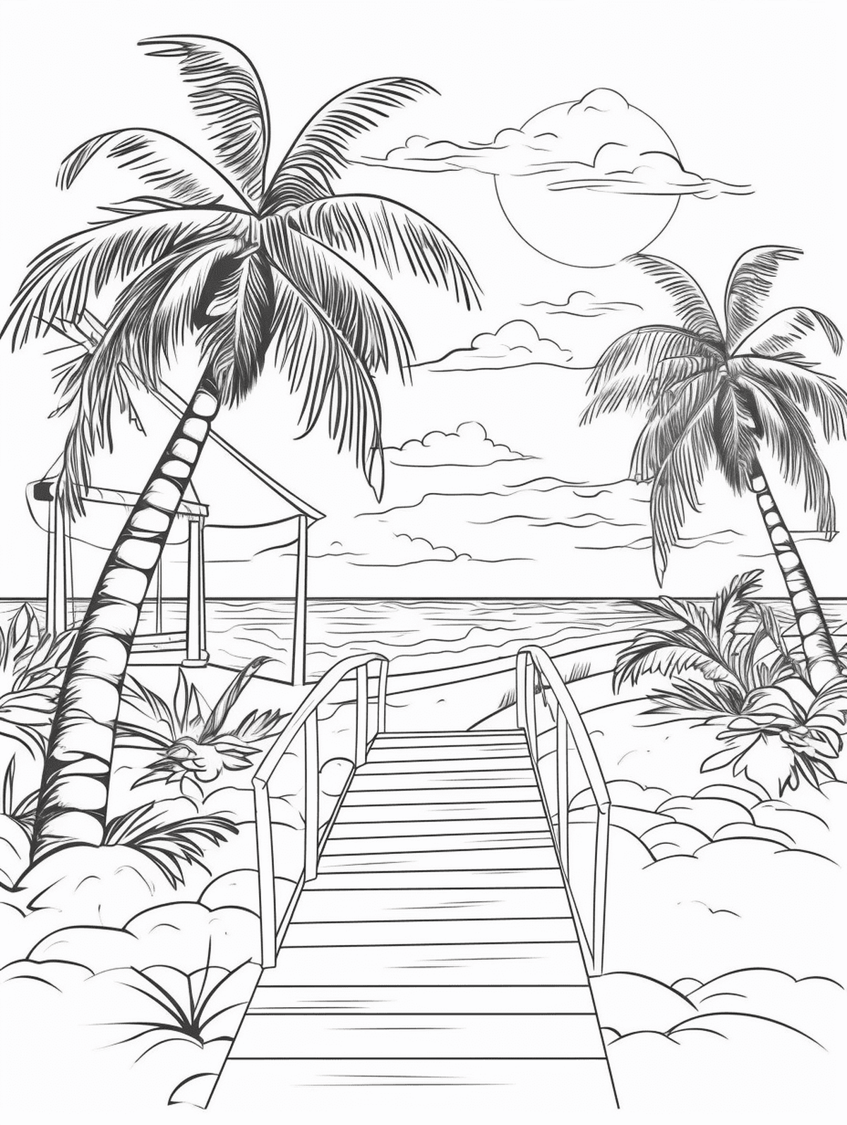 Summer Beach Coloring Page
