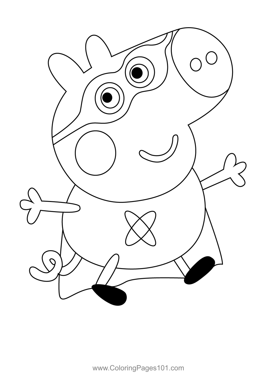 Super George Coloring Page For Kids Free Peppa Pig Printable Coloring 
