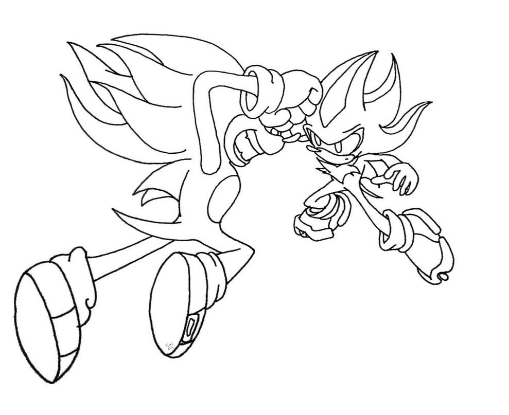 Super Sonic And Super Shadow And Super Silver Coloring Pages Coloring 