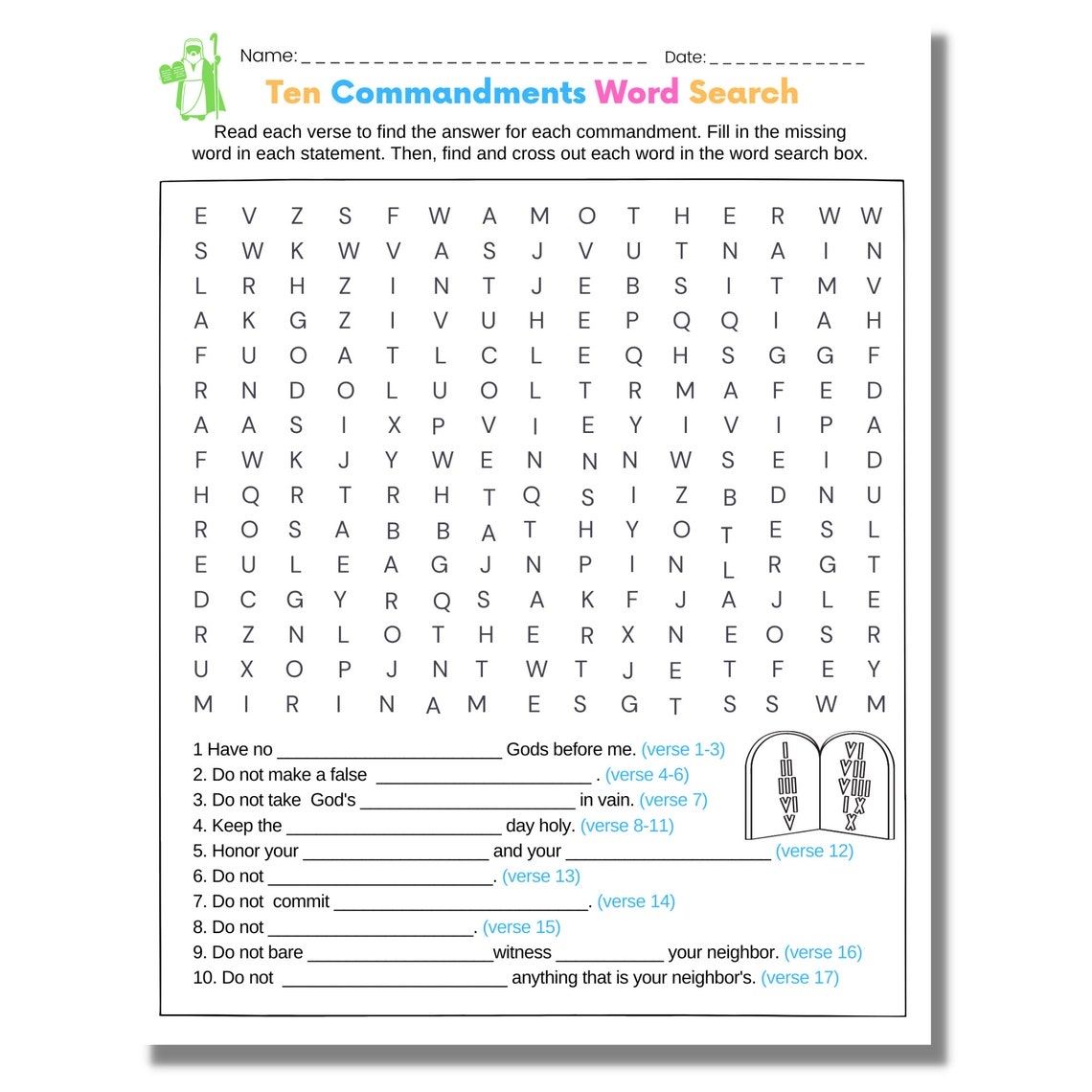 Ten Commandments Word Search And Crossword Puzzle The Vrogue co