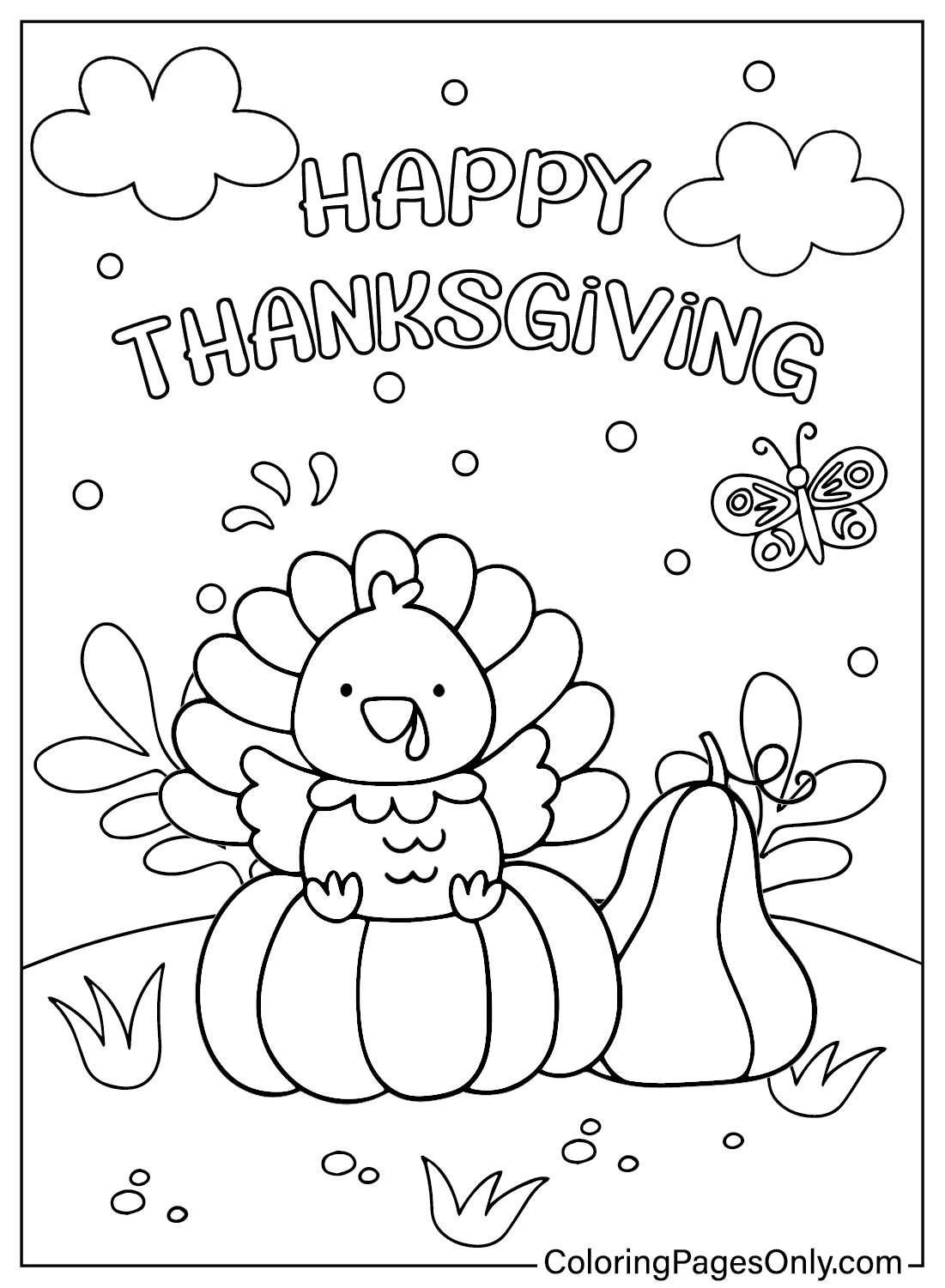 Thanksgiving Turkey Color Page Free Printable Coloring Pages