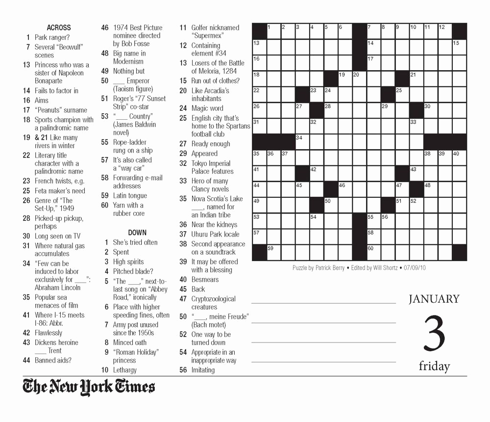 The New York Times Crossword In Gothic October 2010 Printable Sunday