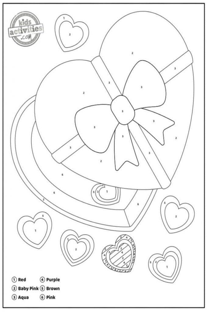 Valentine Color By Number Coloring Pages Worksheet Kids Activities Blog