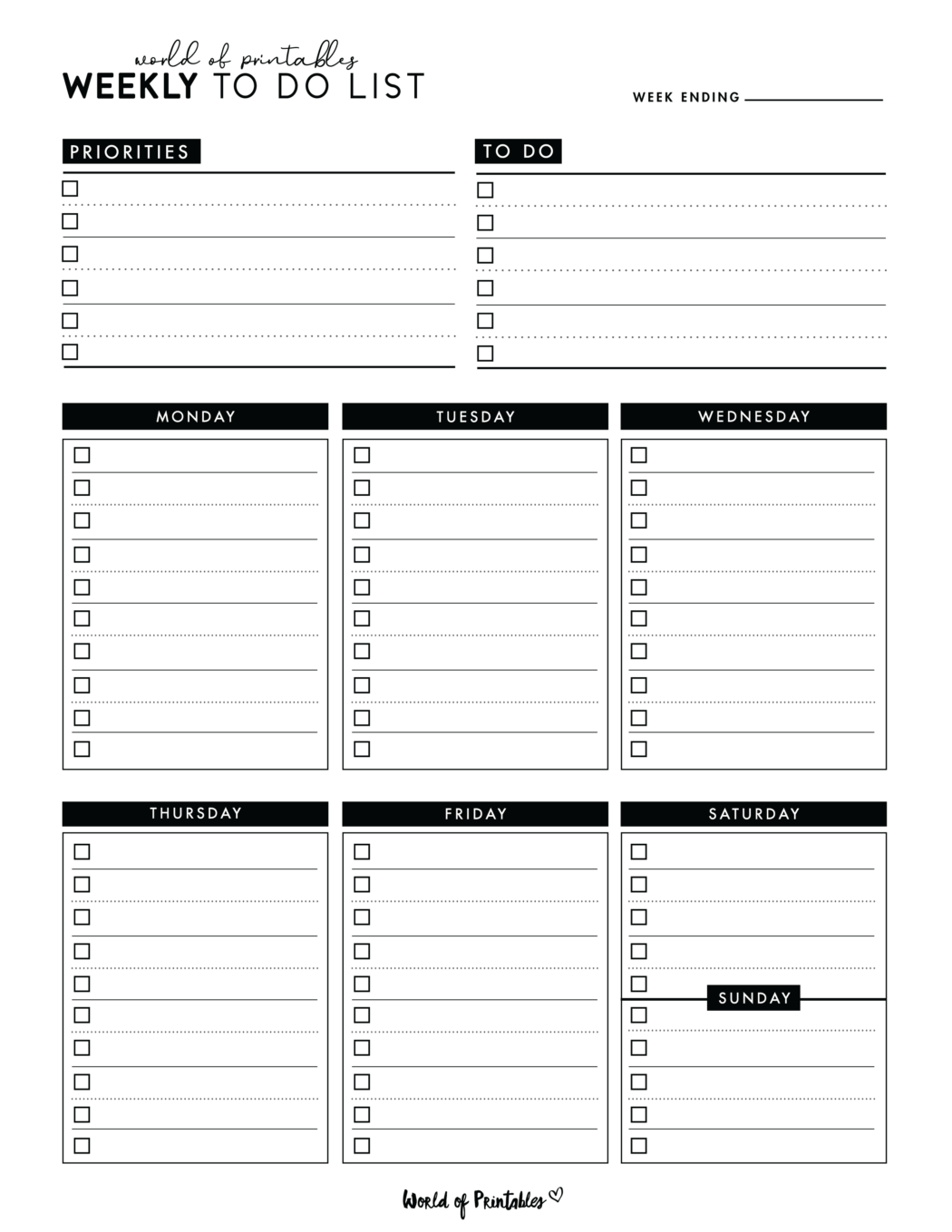 Weekly To Do List Templates World Of Printables