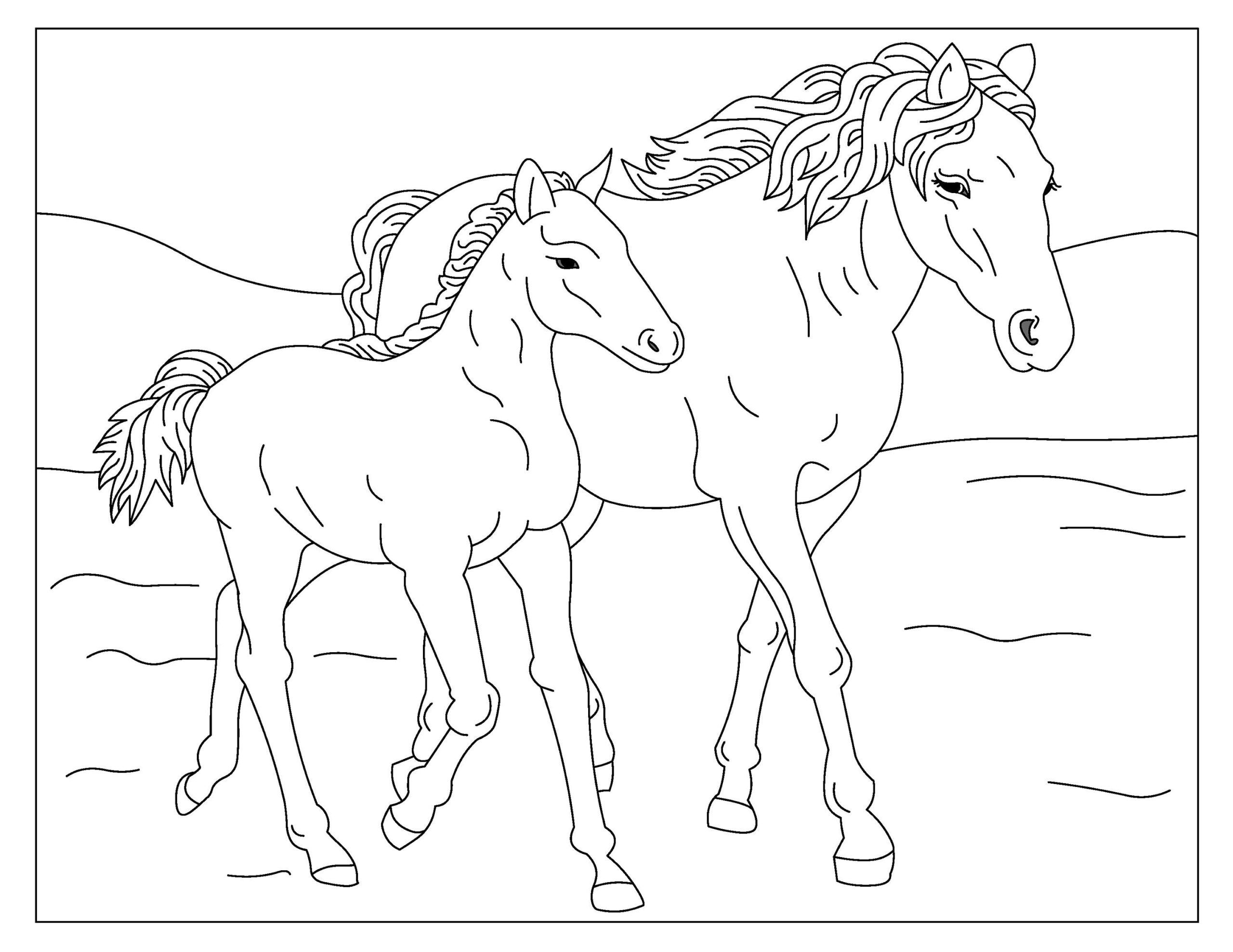 Wild Horses 2 32 Printable Coloring Page Horse Coloring Coloring Home