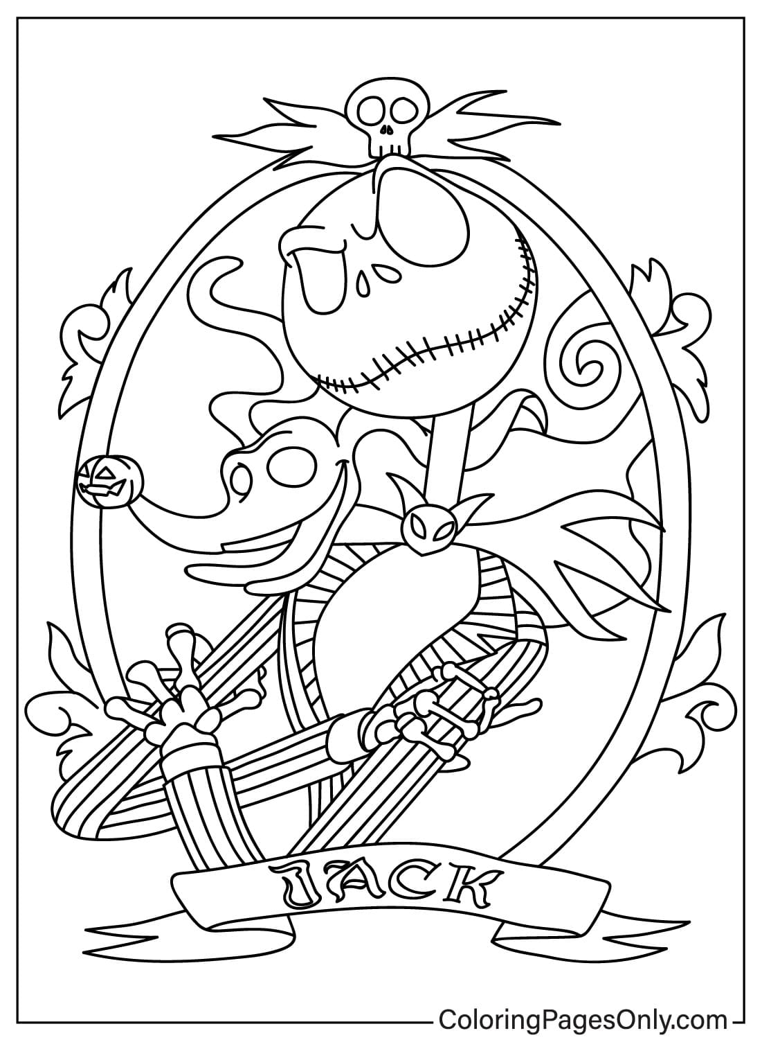 Zero Dog Jack Skellington Coloring Page Free Printable Coloring Pages