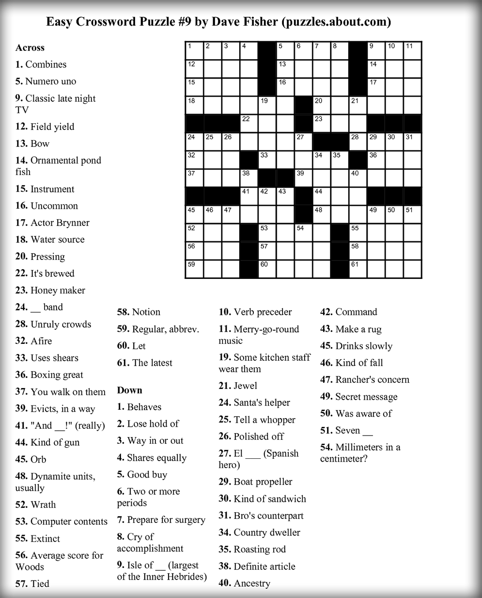 7 Printable Crossword Puzzles Printable And Enjoyable Learning