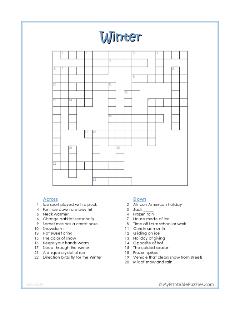 Advanced Crossword Puzzles Printable Free Printable Crosswords