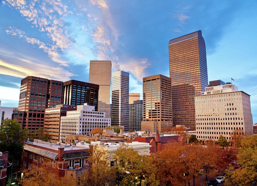 Autumn Sunset Over The Downtown Denver By Photography By Bridget Calip
