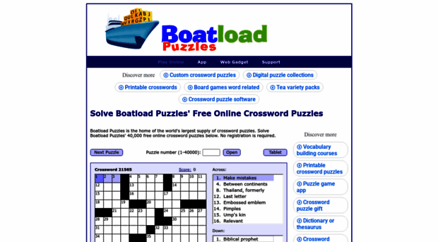 Boatloadpuzzles Free Online Crossword Puzzles Boatload Puzzles