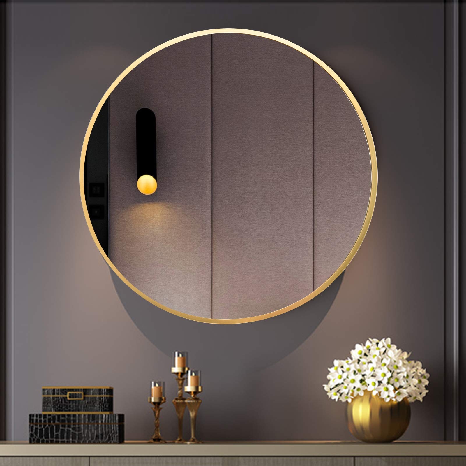 Buy BEAUTYPEAK 30 Inch Round Mirror Gold Metal Frame Circle Mirror 