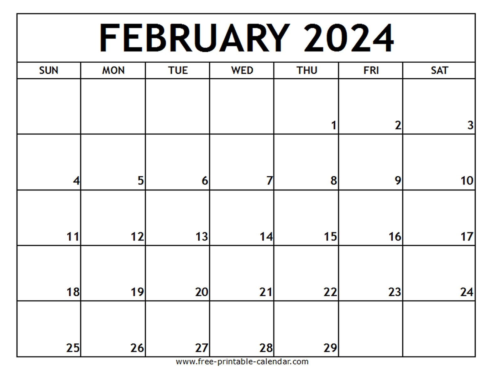 Calendar 2024 February Printable Free Printable Shana Danyette