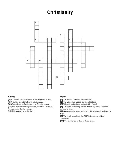 Christianity Crossword Puzzle