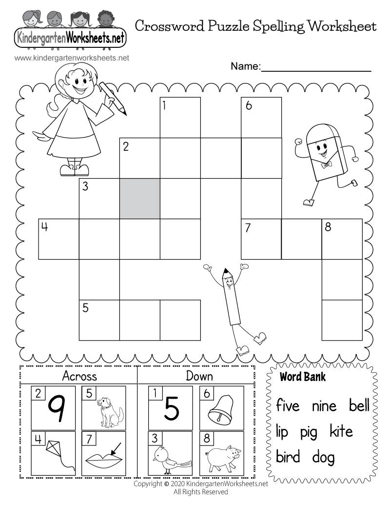 Crossword Puzzle Spelling Worksheet Free Printable Digital U0026 PDF
