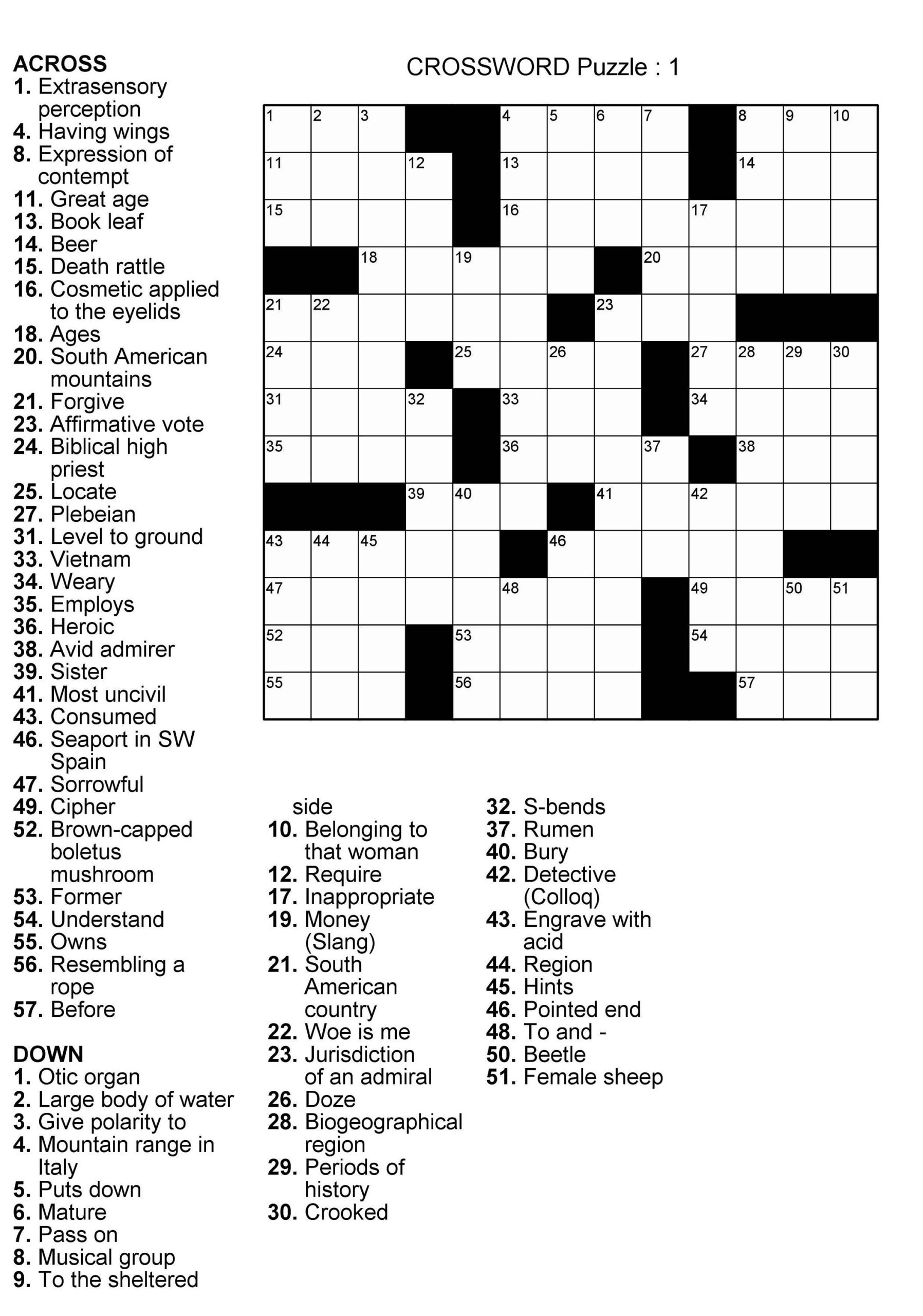 Crossword Puzzles For Adults Free Printables Prntbl 