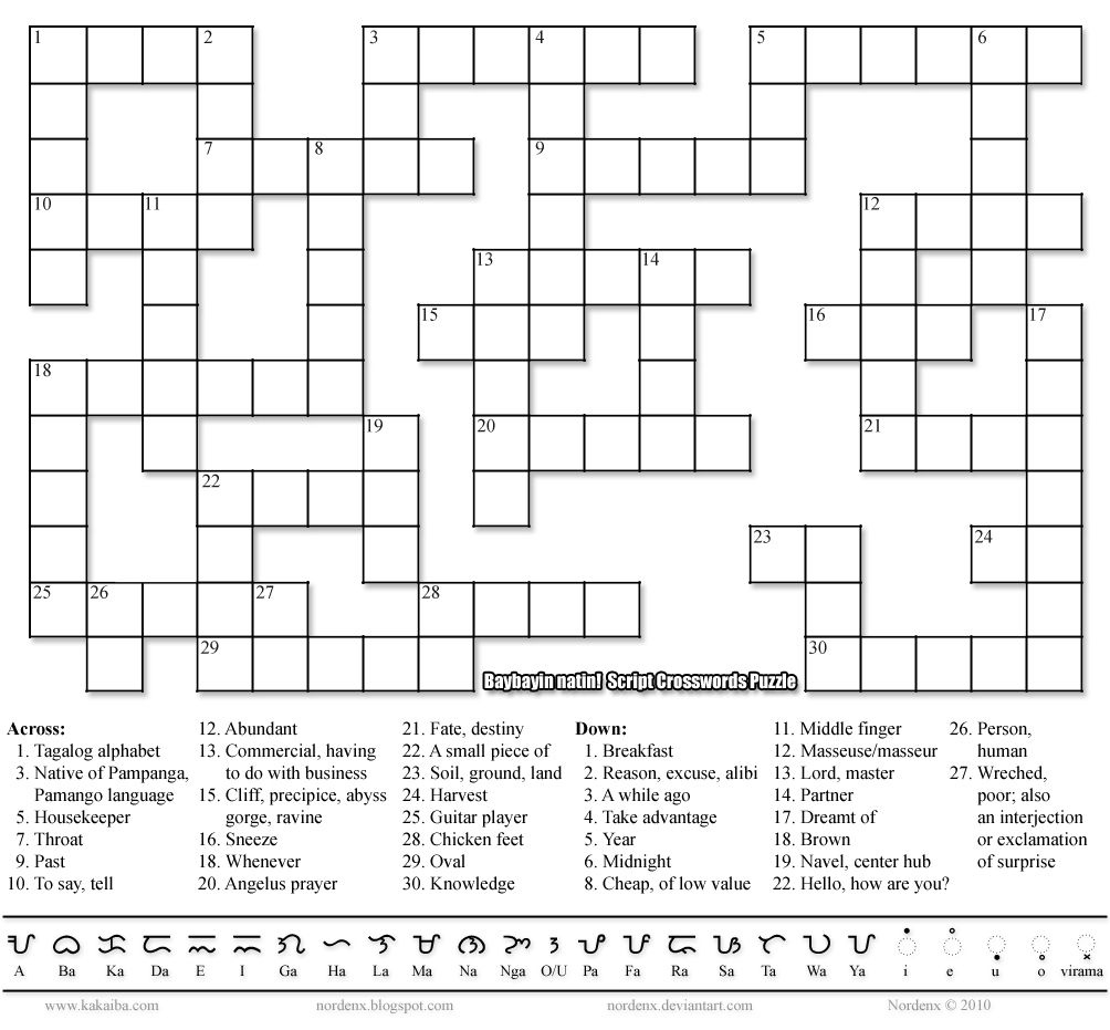 Crossword Tagalog Printable Sally Crossword Puzzles