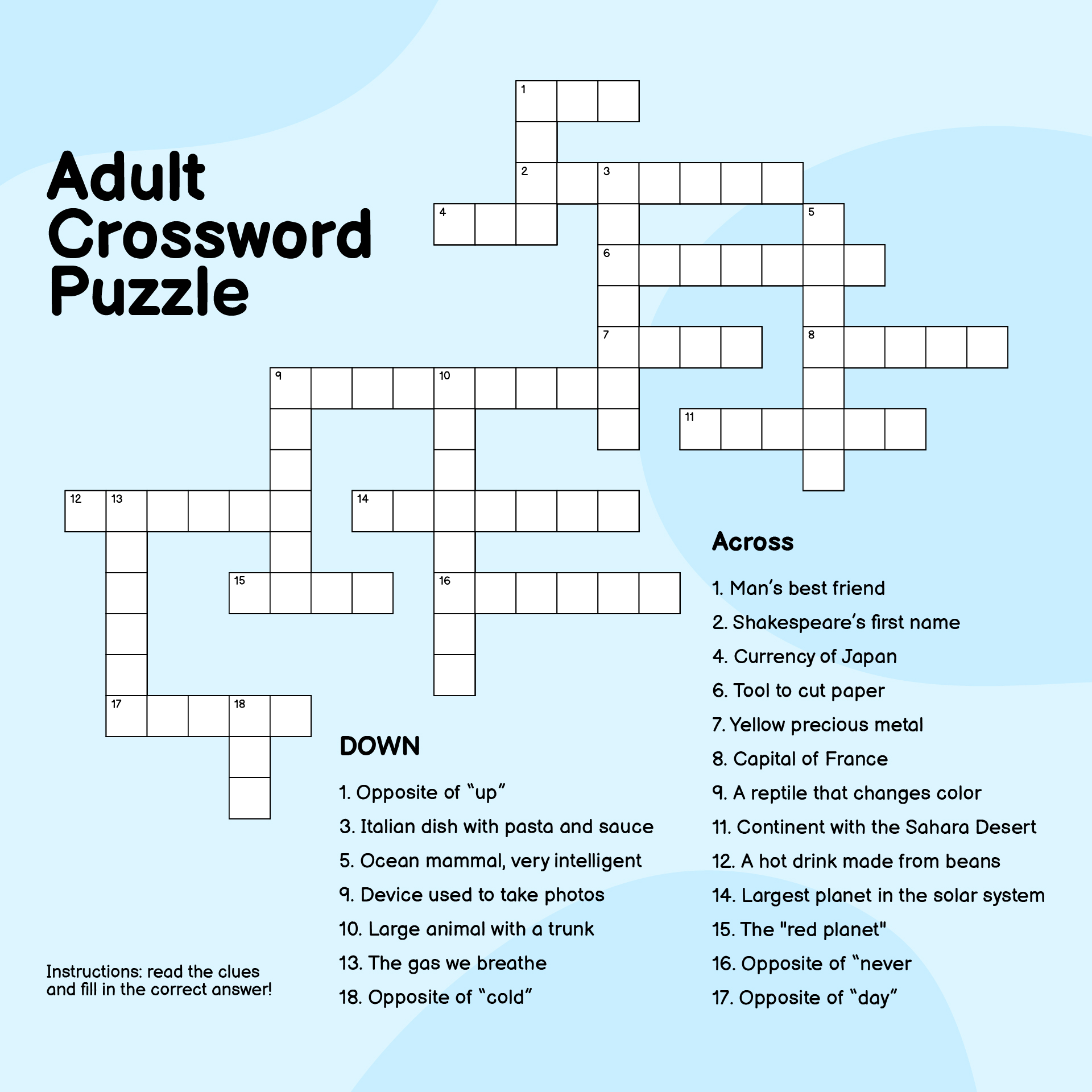 Crosswords For Adults 13 Free PDF Printables Printablee