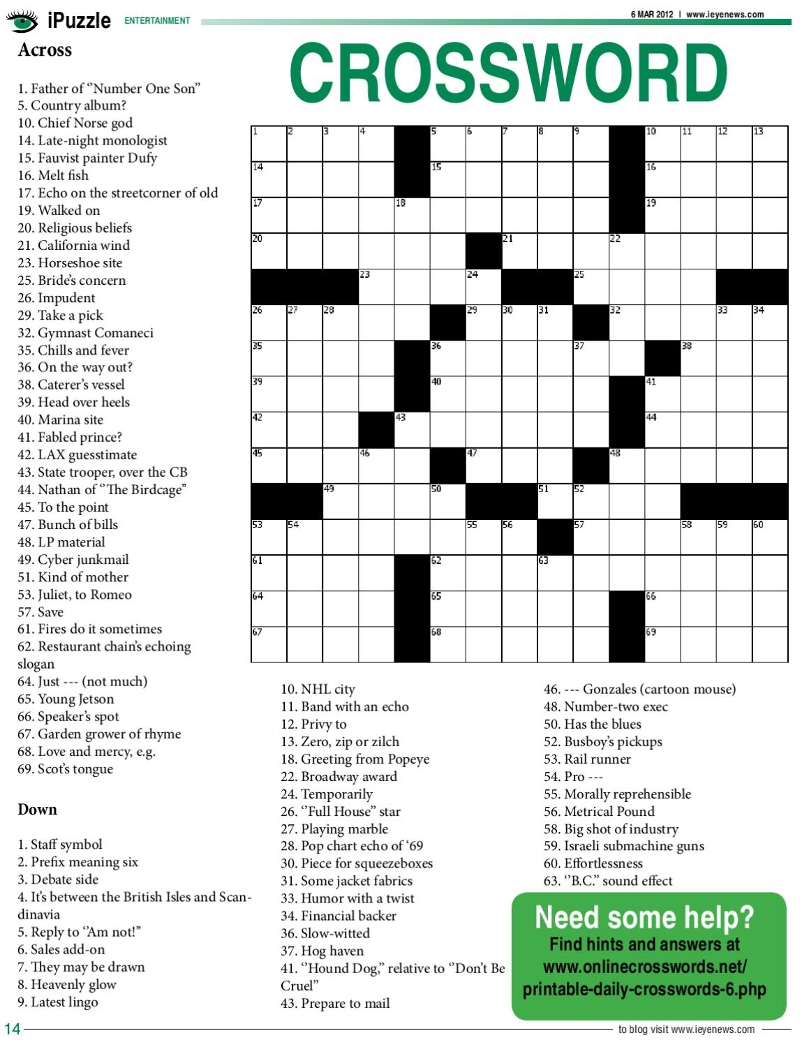 Crosswords Online And Free The Guardian Free Printable Crosswords