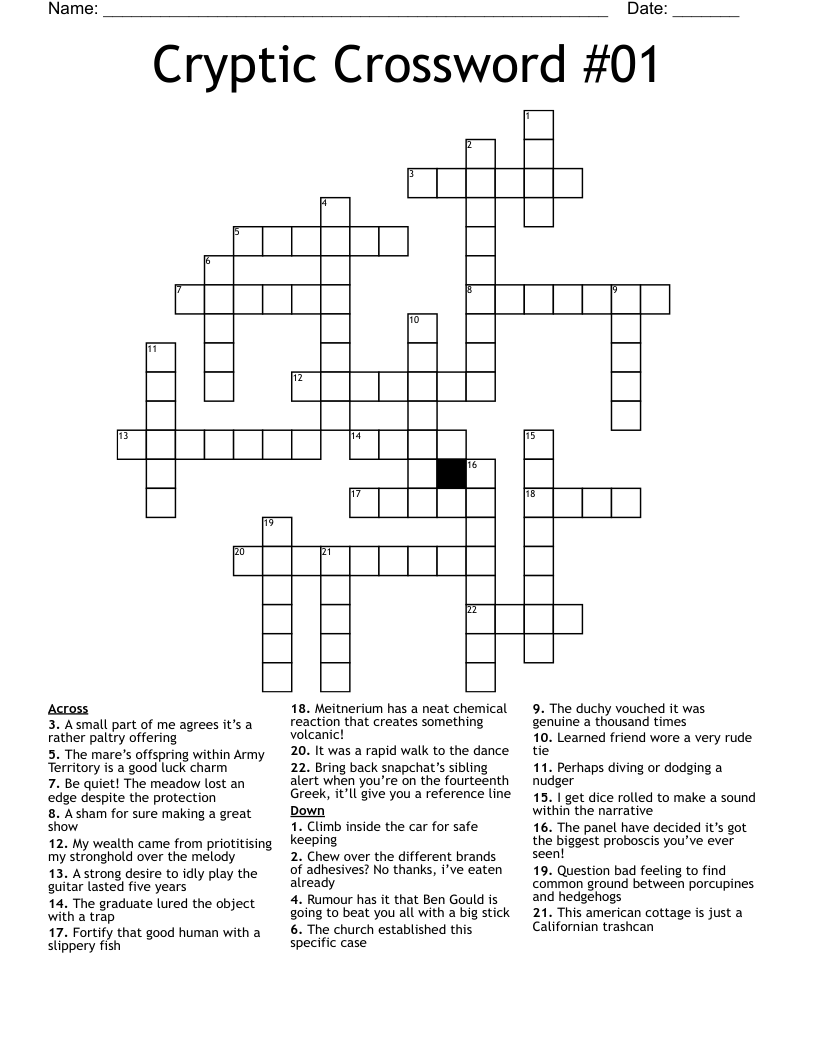 Cryptic Crosswords Online Printable Printable Free Templates