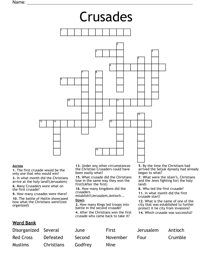 Daily Express Crusader Crossword Free Printable Crosswords