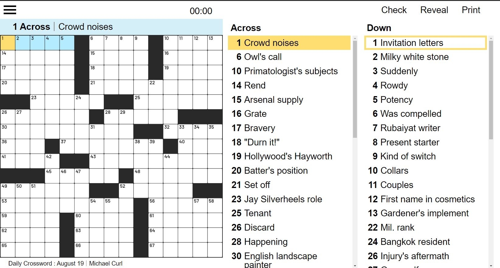 Denver Post Crossword Free Crossword Puzzle