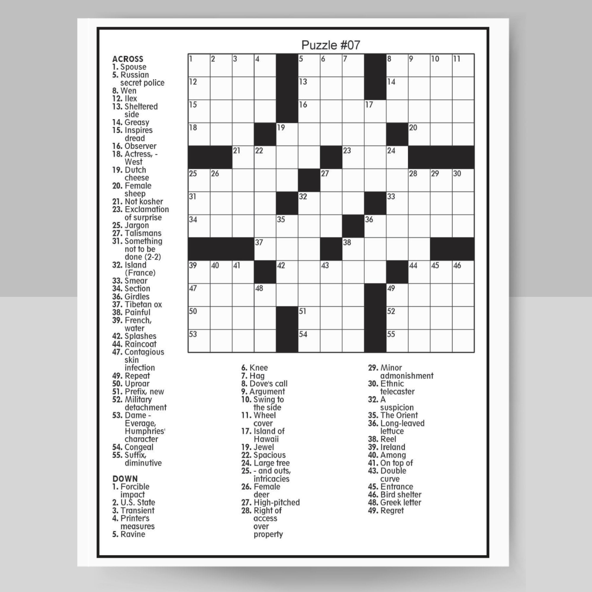 Digital Download 100 Printable Crossword Puzzles For Adults Fun Activities Book For Seniors With Solutions 8 5x11 Inches Crossword Pdf Etsy Canada