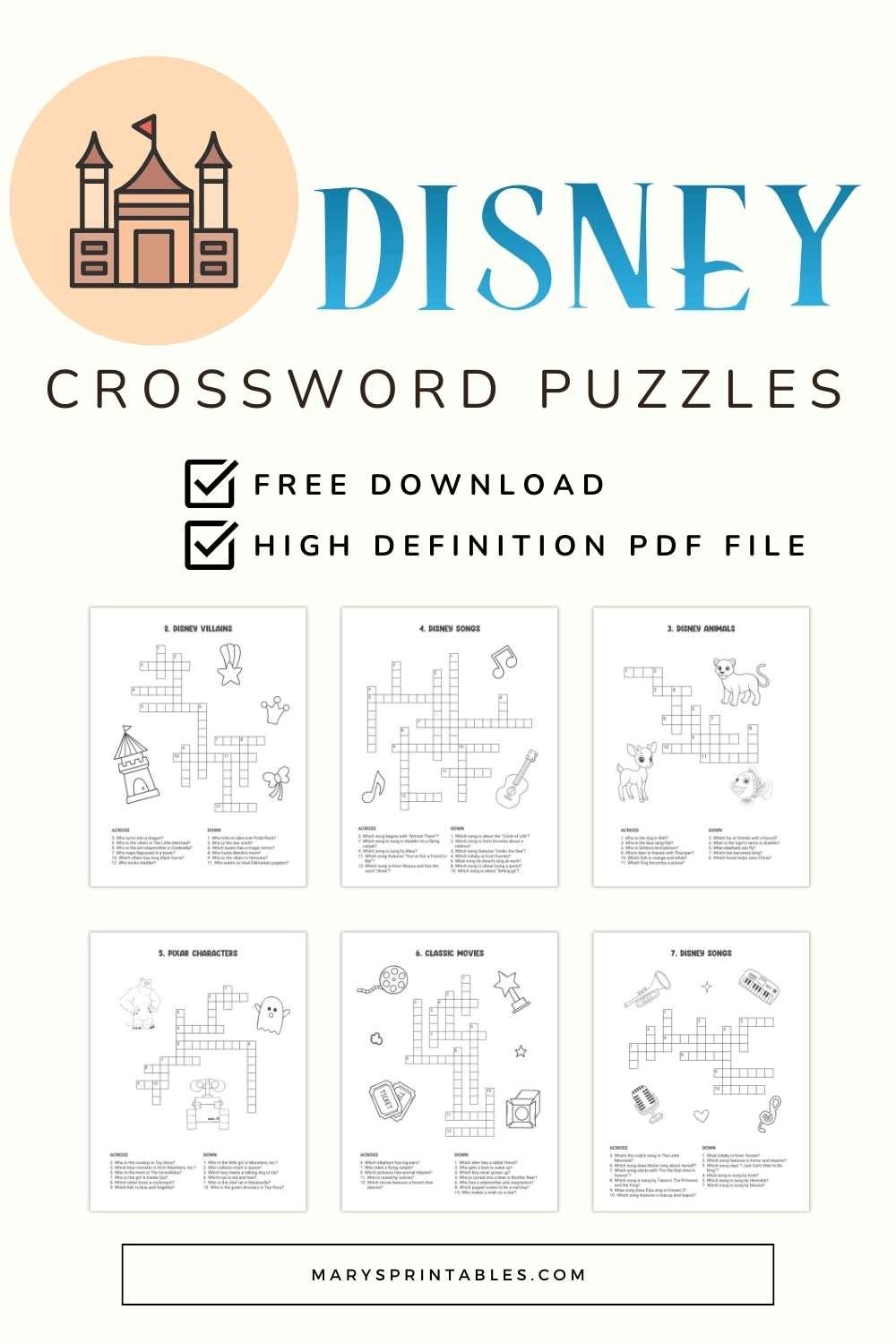 Disney Crossword Puzzles Printable Free Fun U0026 Educational