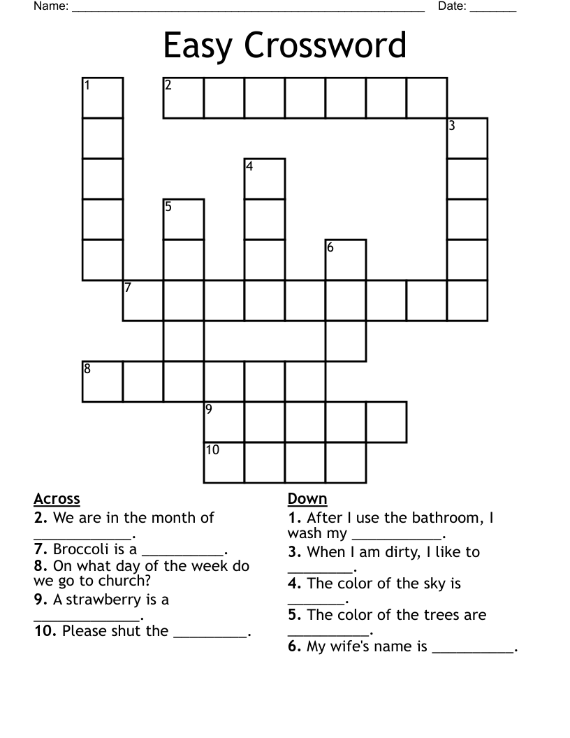 Easy Crossword Puzzles For Beginners Crossword Puzzles Design