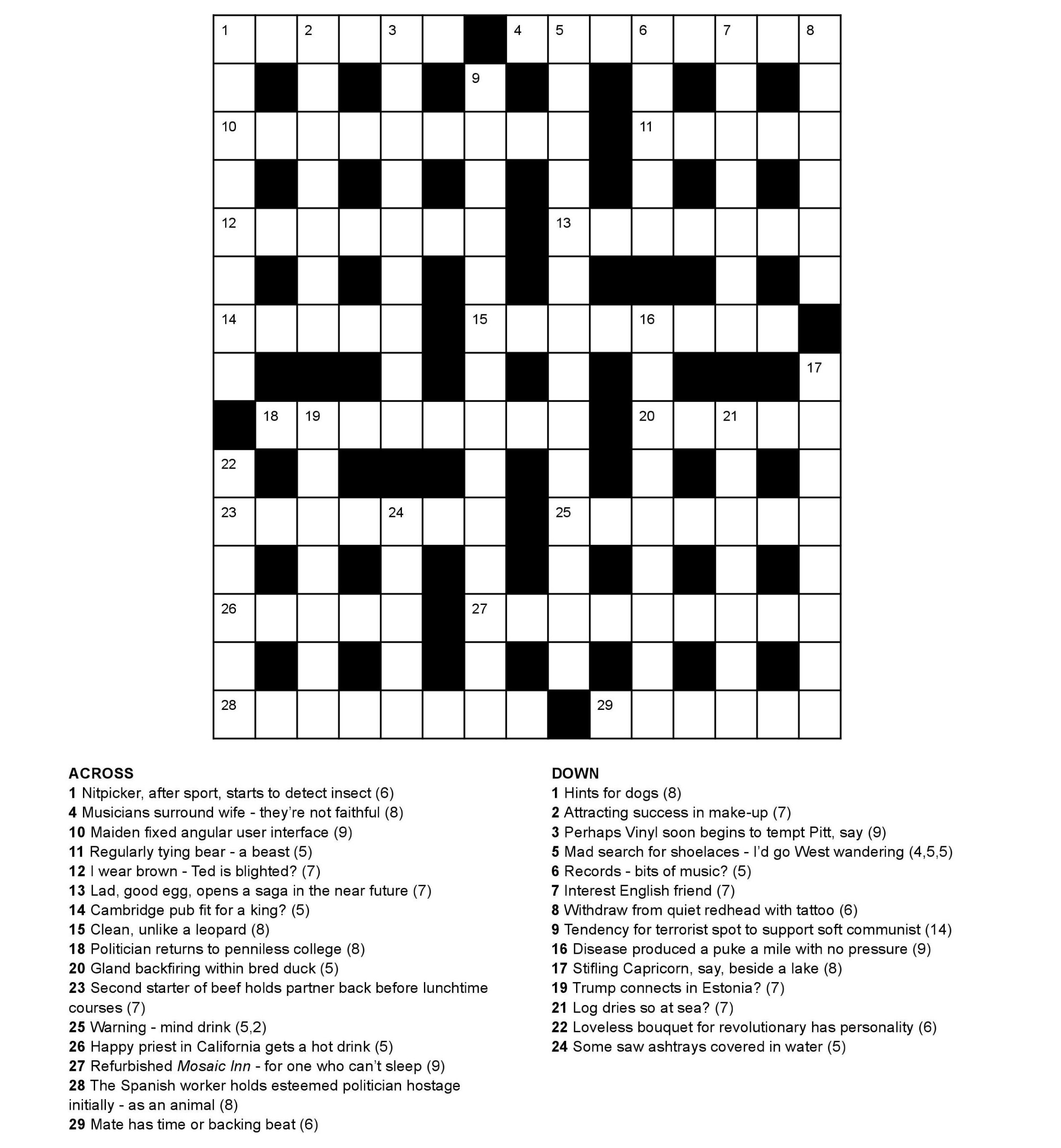 Easy Cryptic Crosswords Free Printable Crosswords