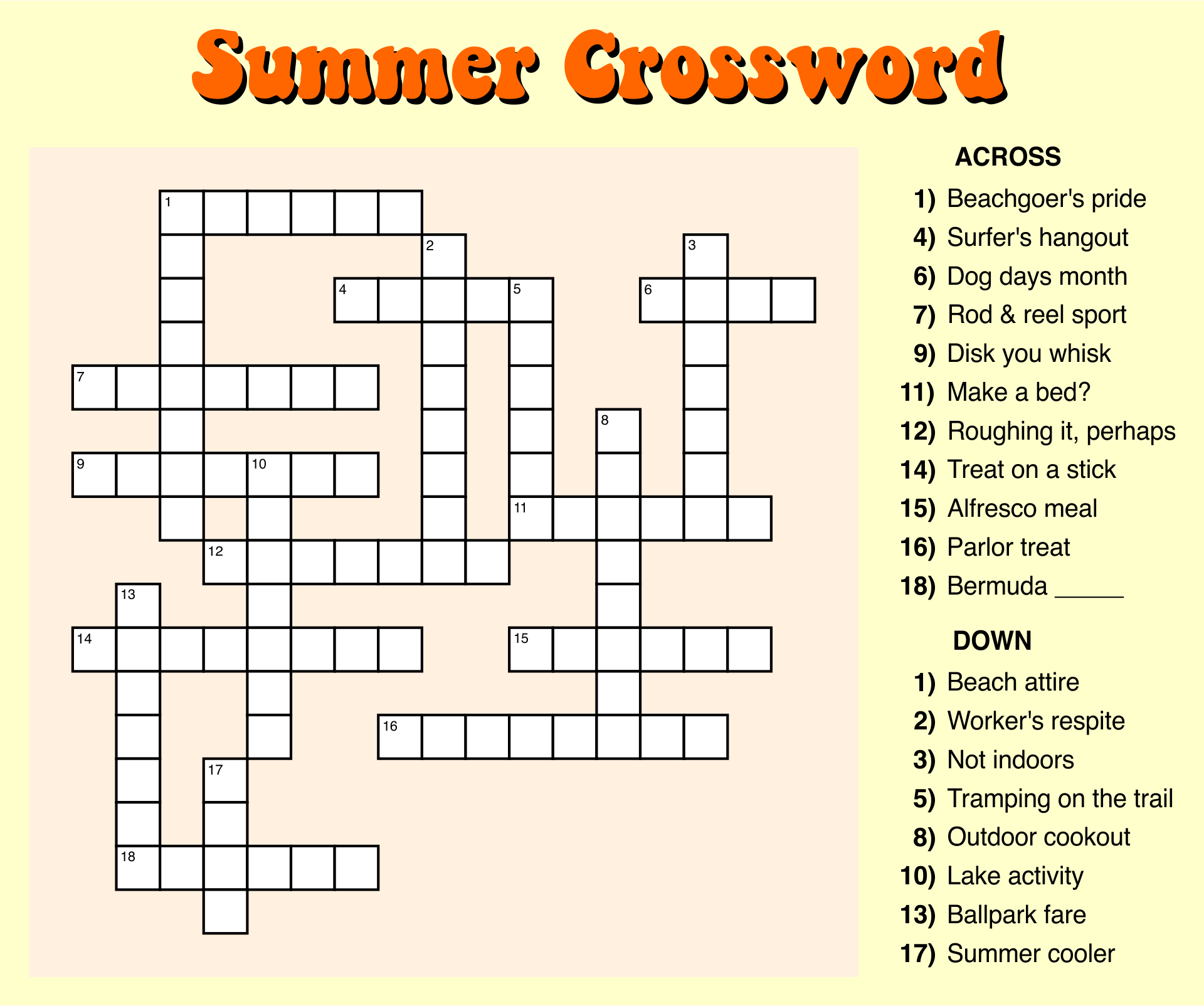 Easy Free Printable Crossword Puzzles Educational Printable Worksheets