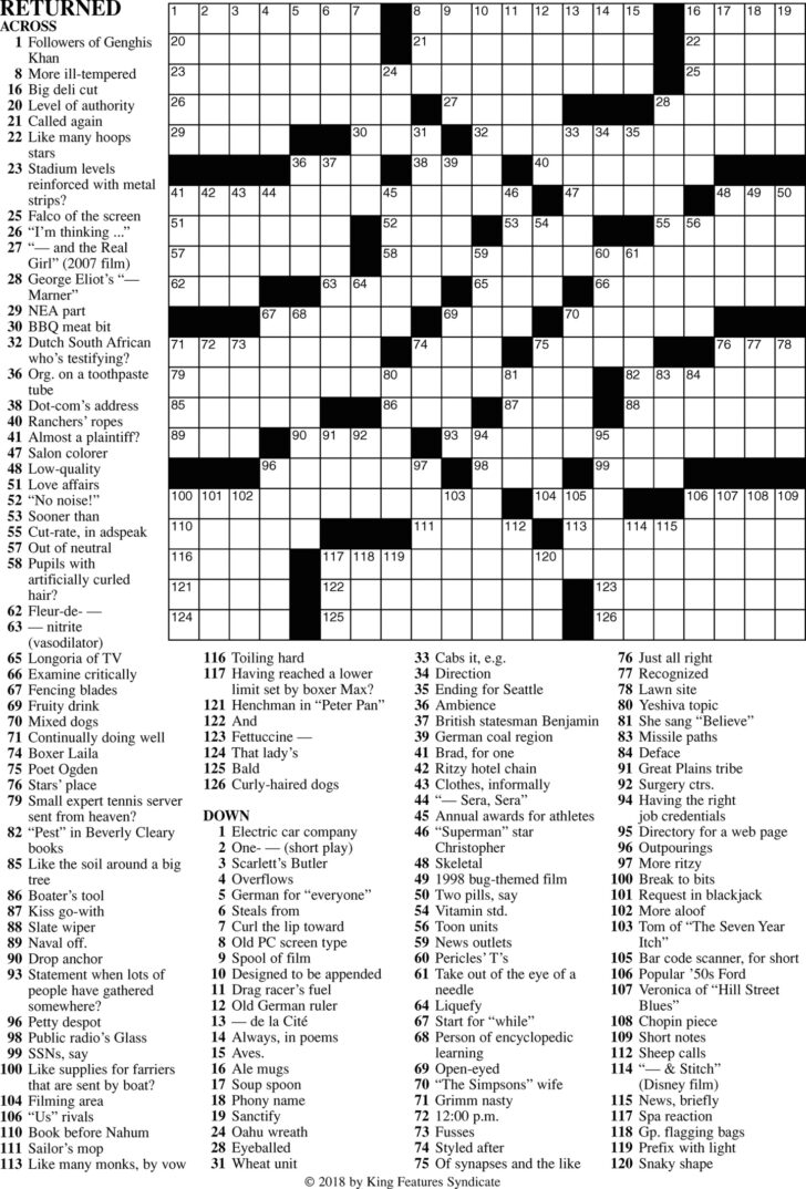 Frank Longo Premier Crossword Printable Free Printable Crosswords