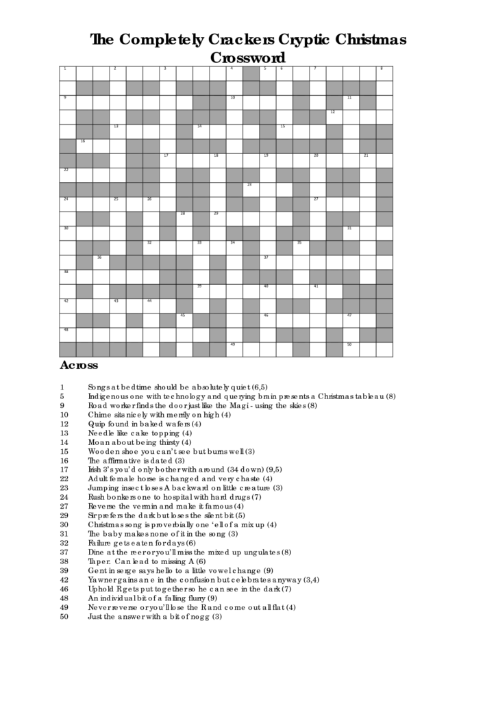 Free Cryptic Crosswords Free Printable Crosswords