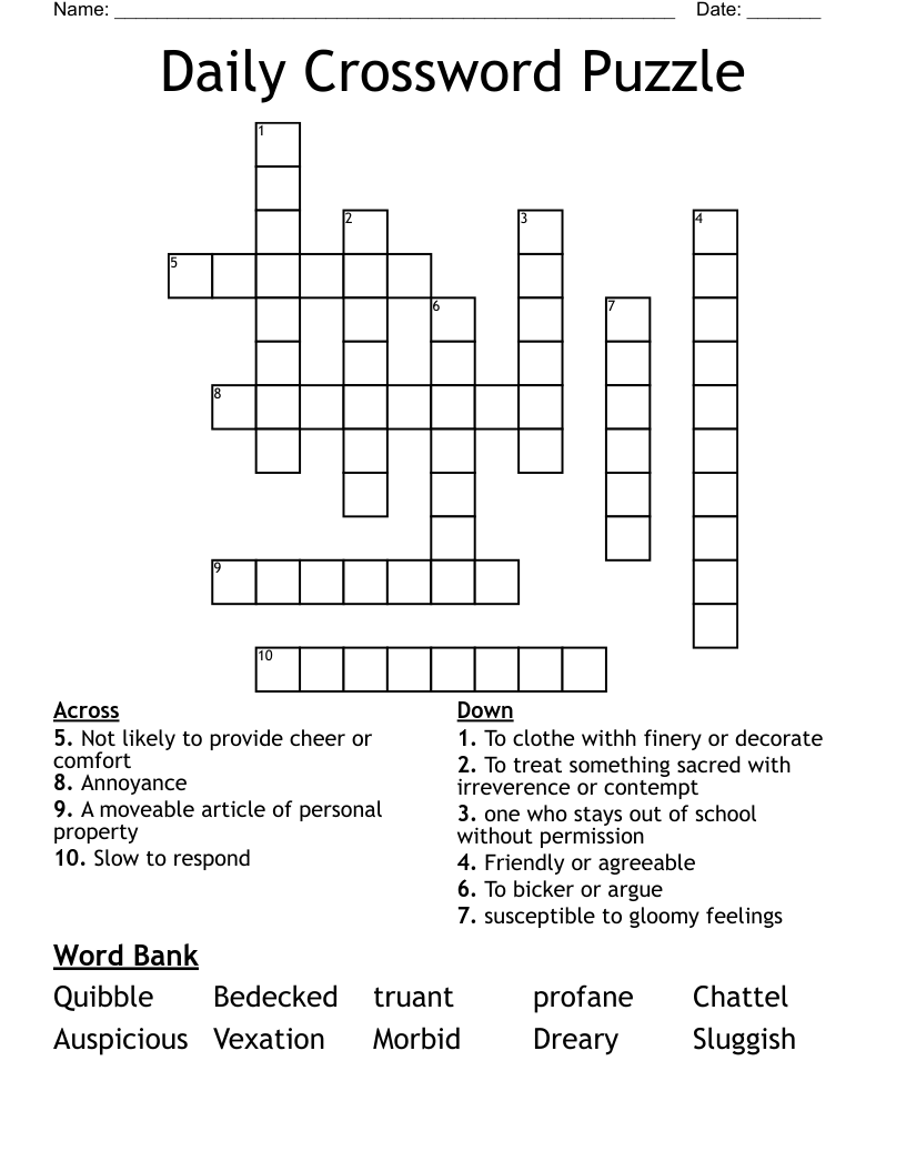 Free Daily Printable Crossword Puzzle Fun Printables For Everyone