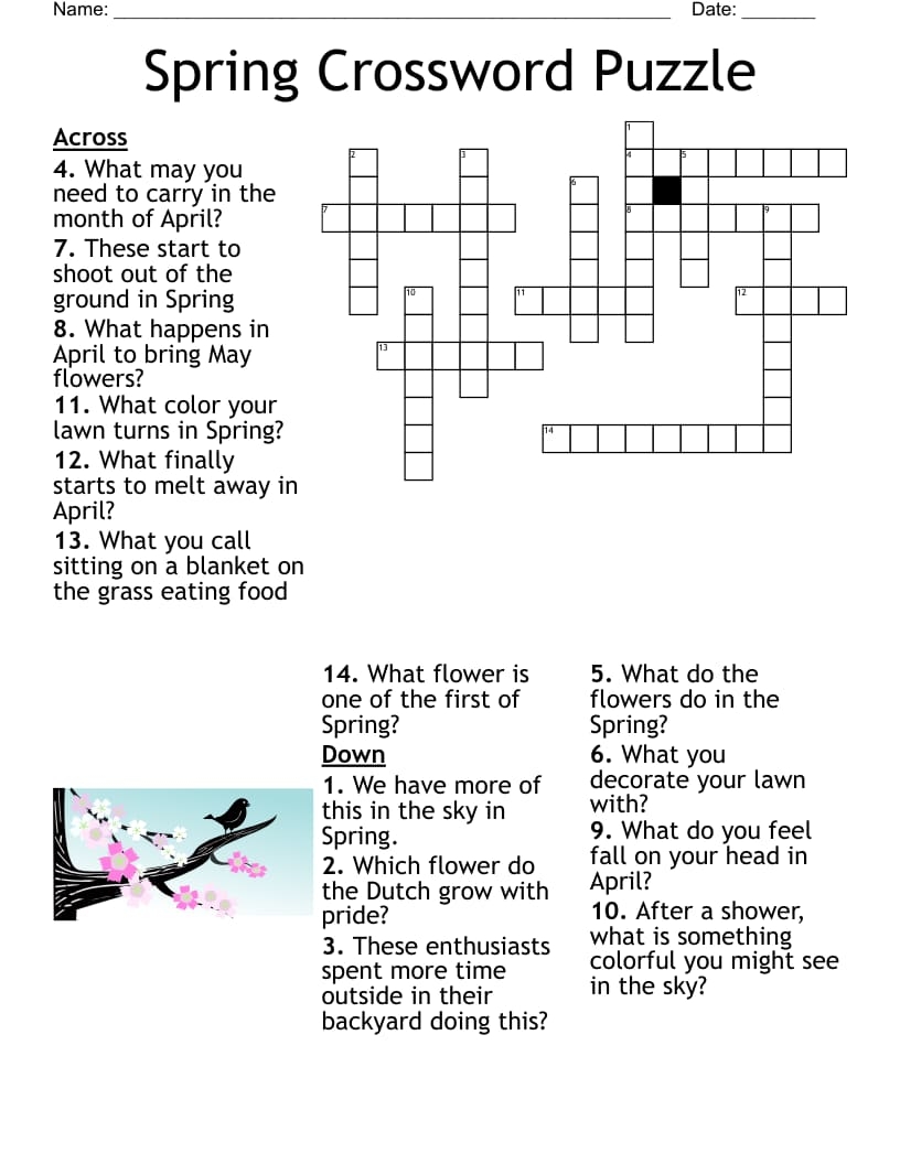 Free Downloadable Spring Crossword Puzzles Free Download And Print 