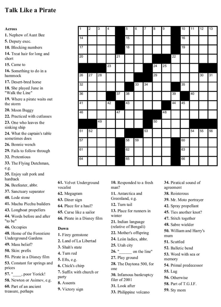 Free Large Printable Crossword Puzzles Printable JD