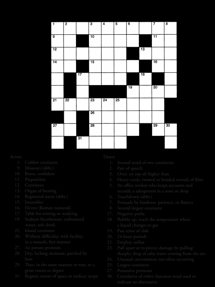 Free Online Printable Crossword Puzzles