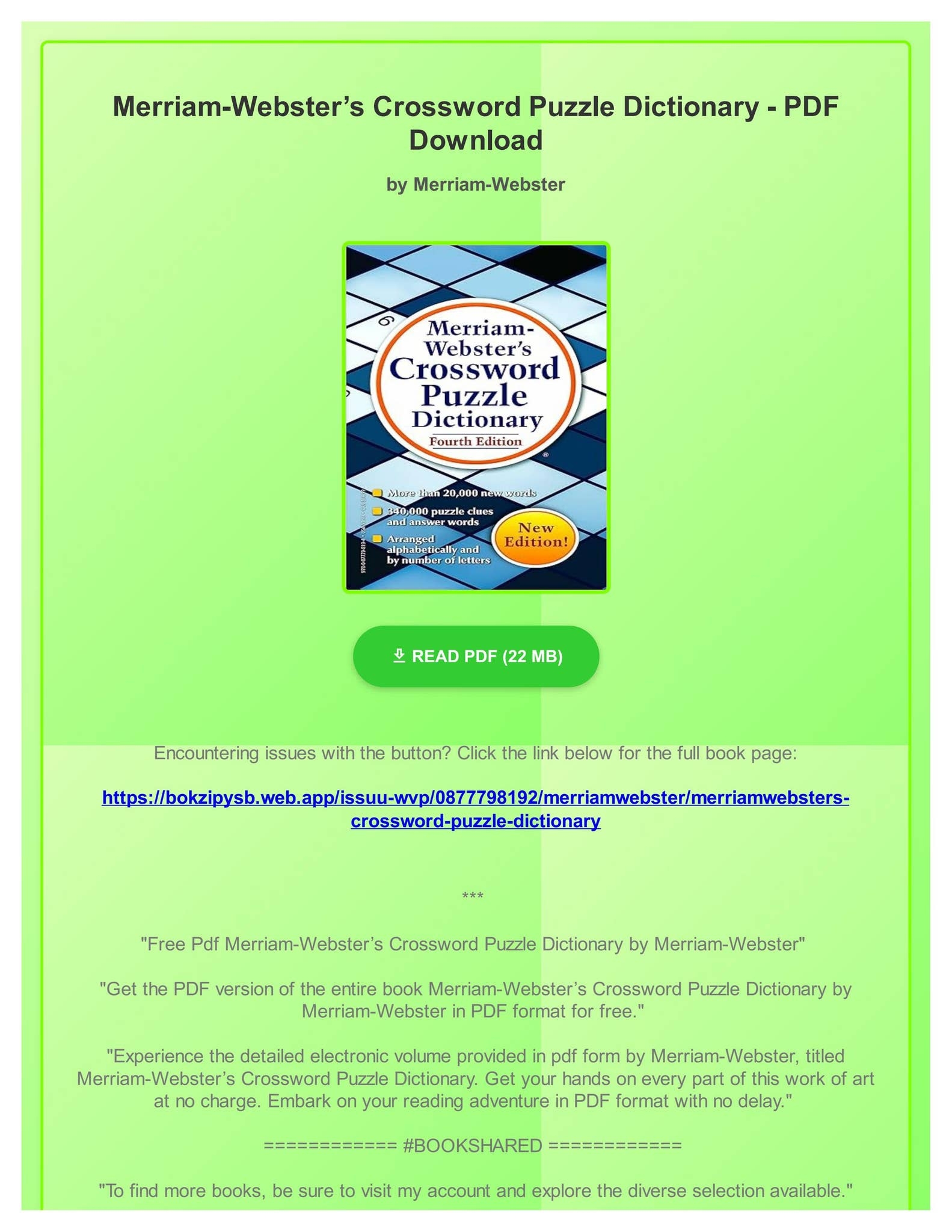 Free Pdf Merriam Webster s Crossword Puzzle Dictionary By Merriam Webster By KarineDouglascf Issuu