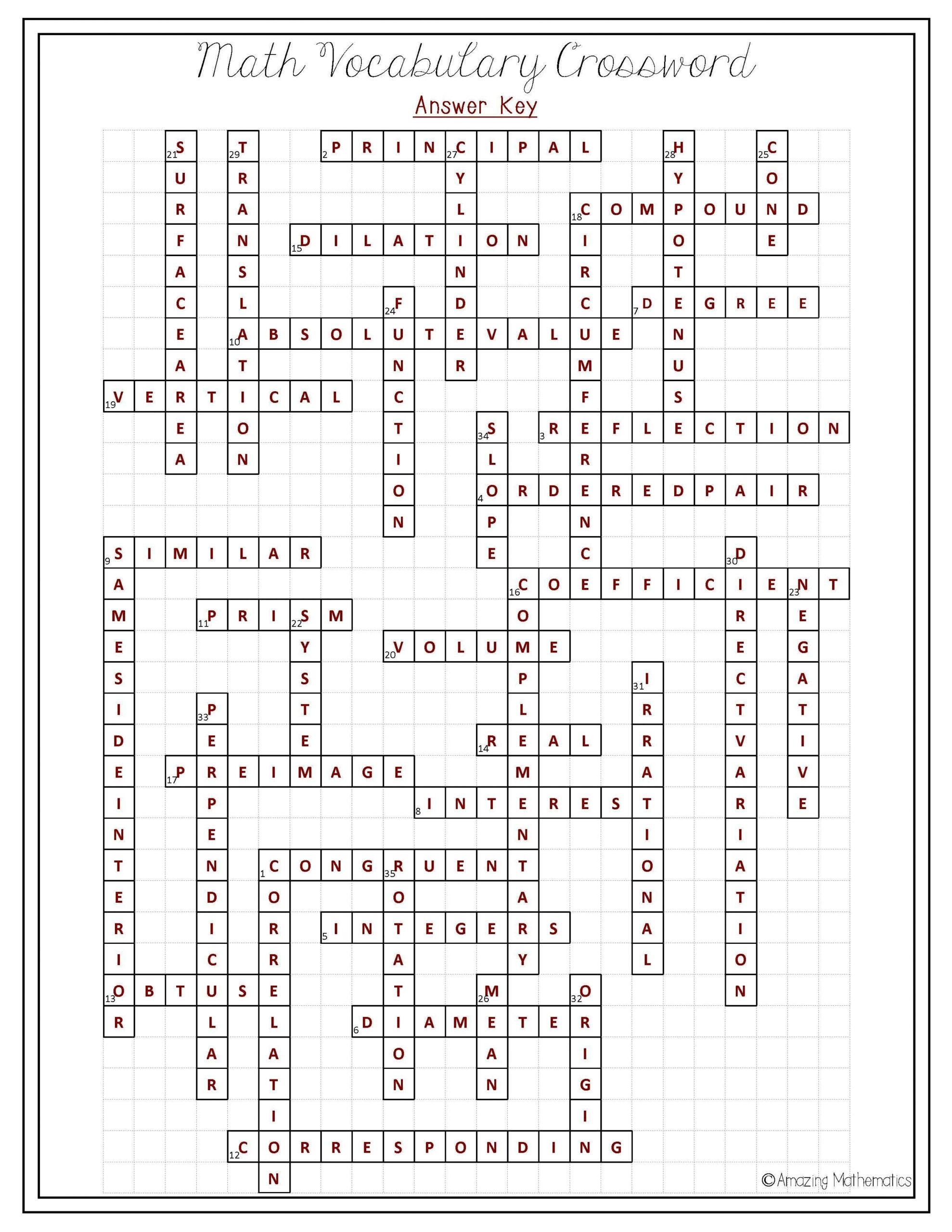 Free Printable Math Crossword Puzzles Free Printable Math Crossword Puzzles