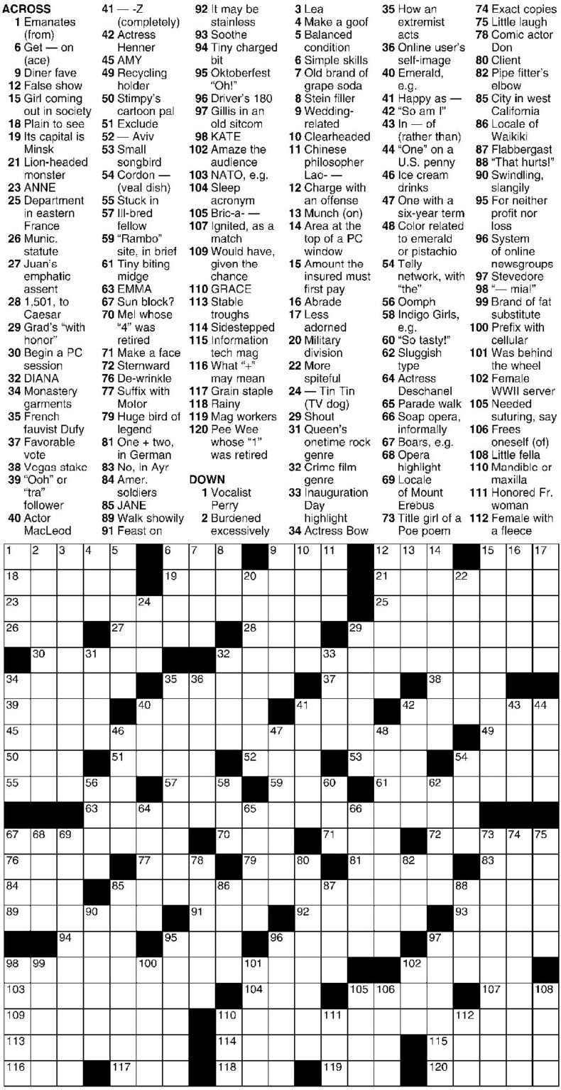 Free Printable Universal Crossword Puzzles Today Printables For Everyone