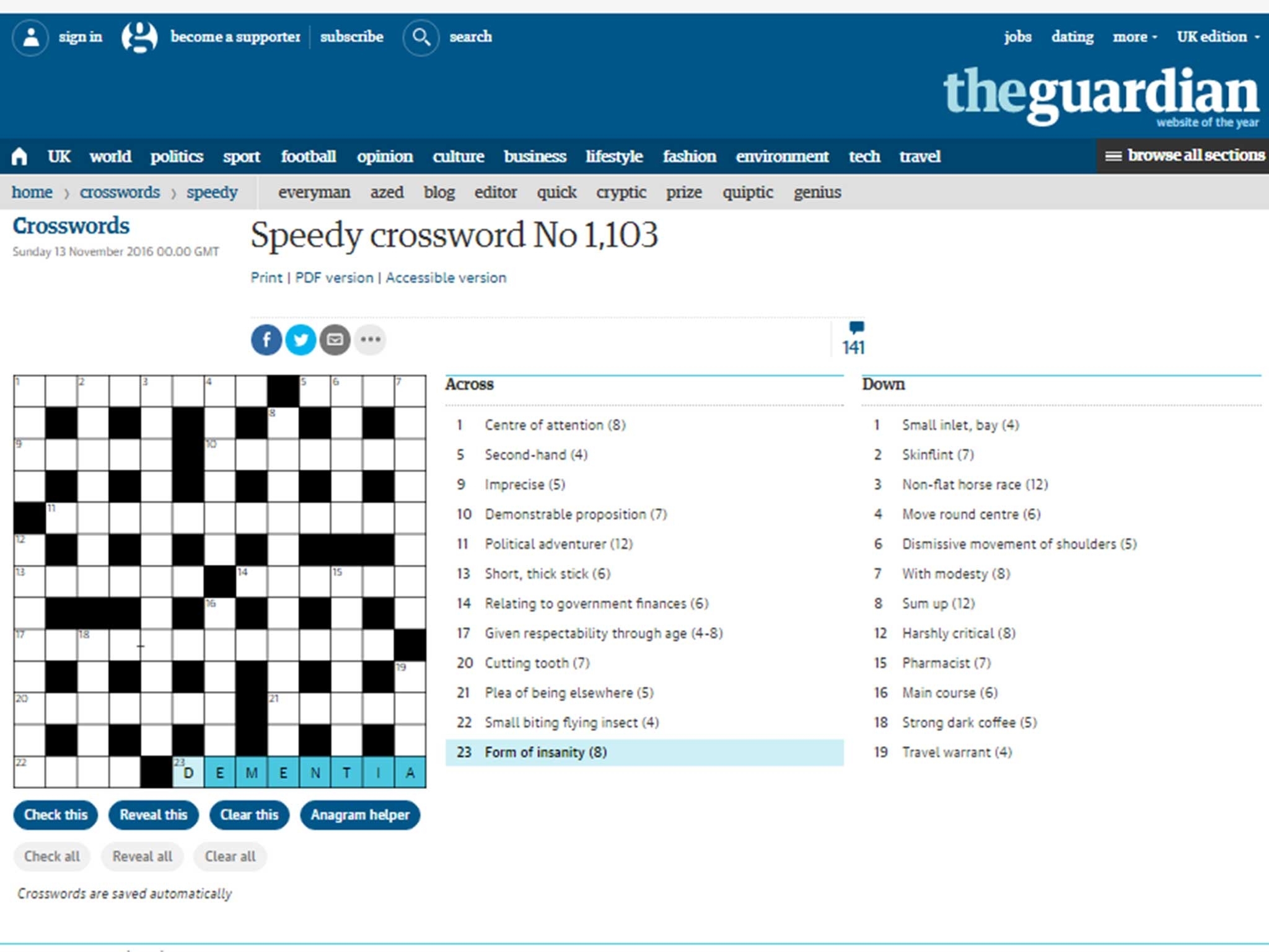Guardian Crosswords Free Crossword Puzzle