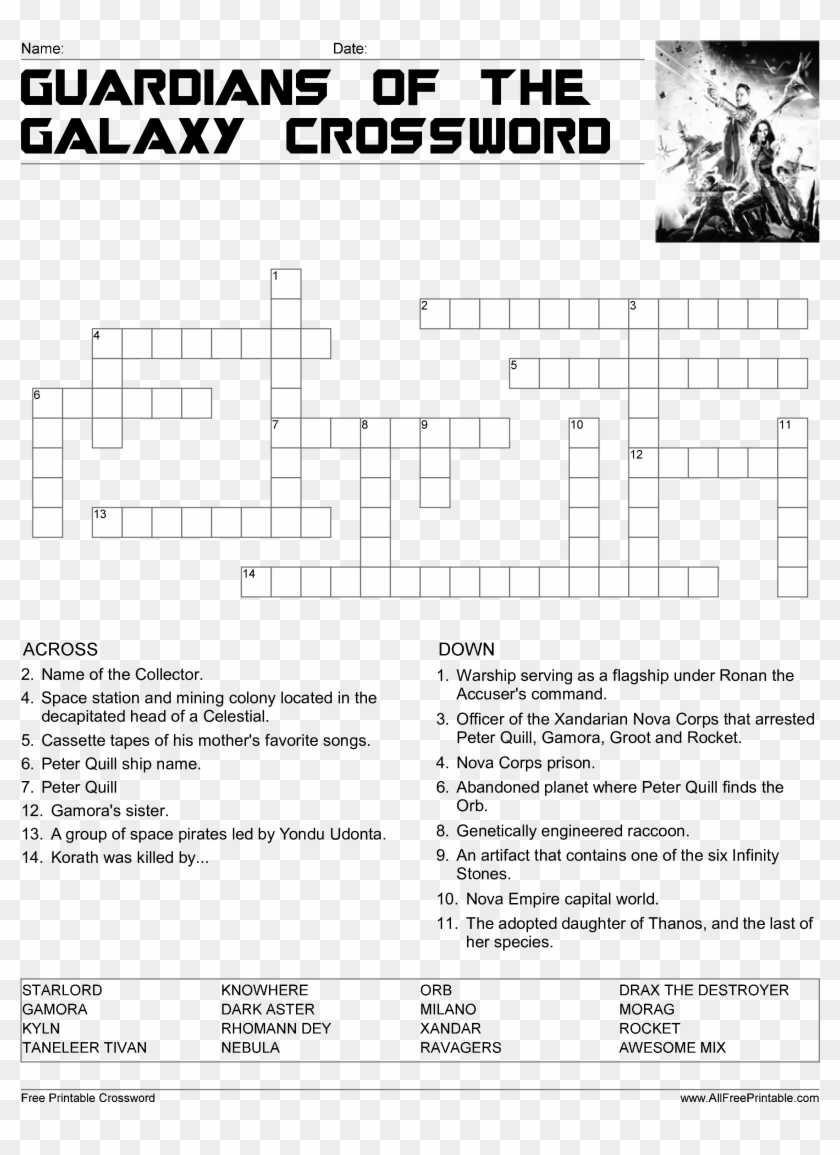 Guardians Of The Galaxy Crossword Game Marvel Crossword Puzzles