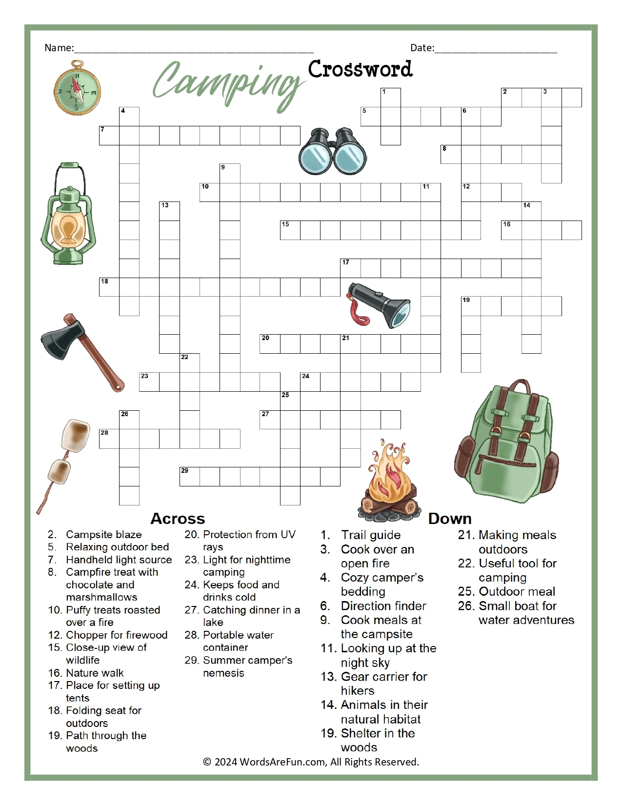 Hobby Themed Crossword Puzzles