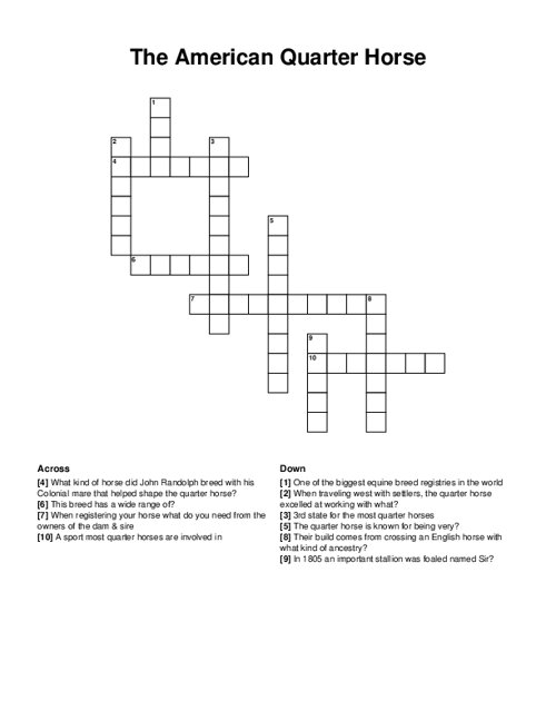 Horses Crossword Puzzle